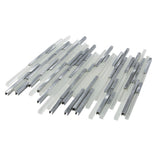 Apollo Tile (Sample) Waterfall White and Silver 4-in x 4-in Multi-finish Marble Linear Marble Look Wall Tile