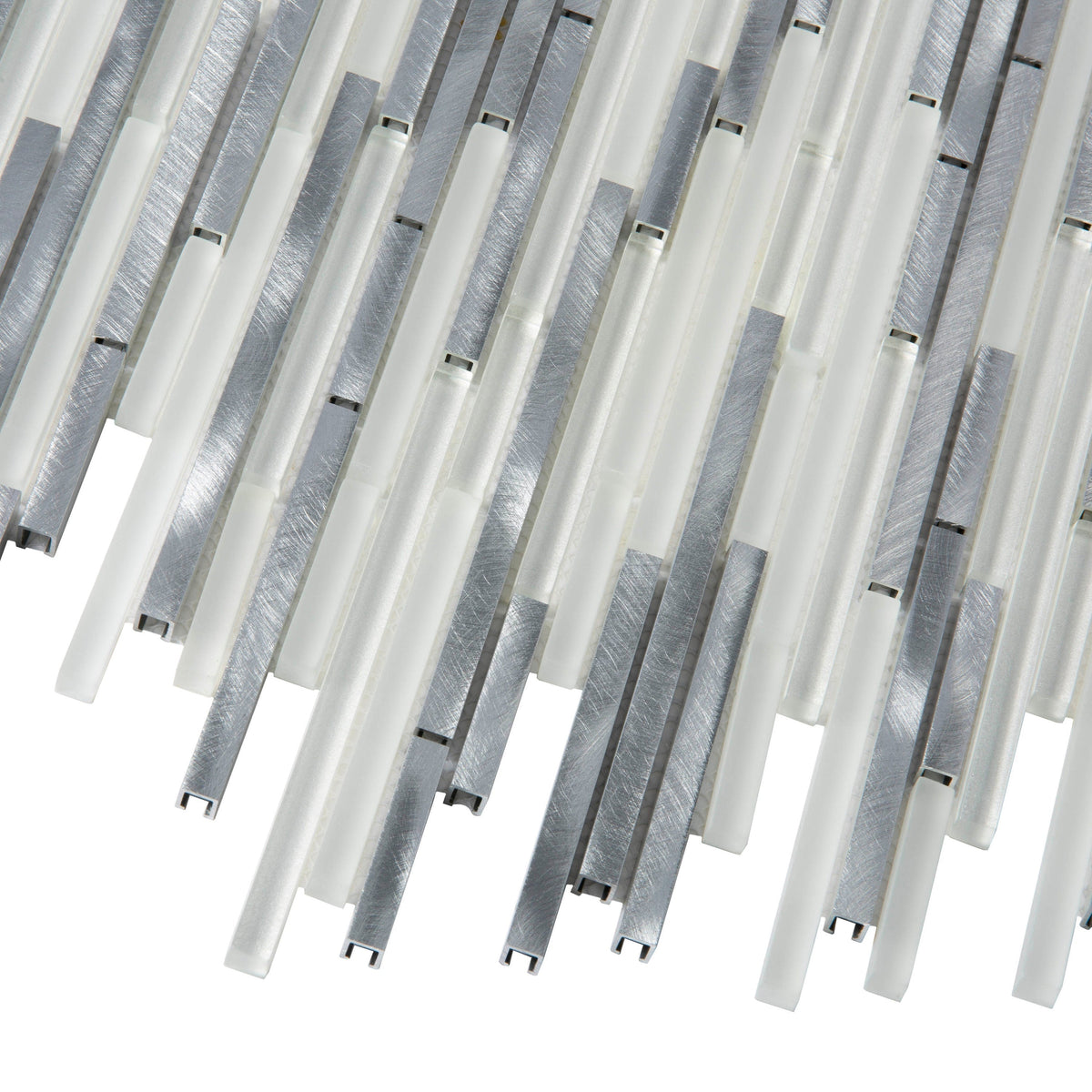 Apollo Tile (Sample) Waterfall White and Silver 4-in x 4-in Multi-finish Marble Linear Marble Look Wall Tile