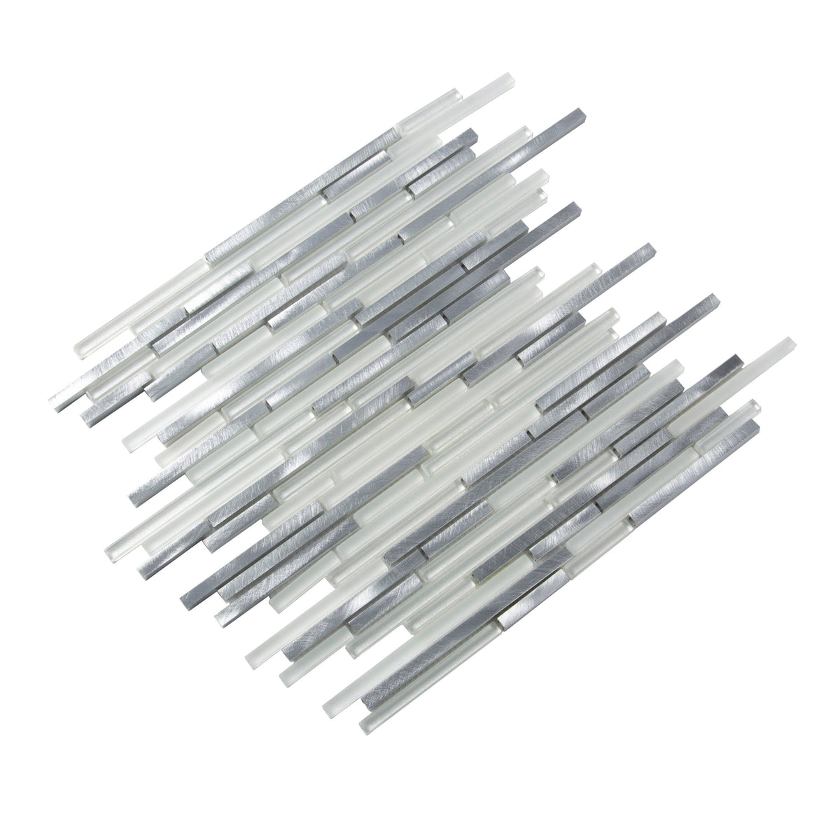 Apollo Tile (Sample) Waterfall White and Silver 4-in x 4-in Multi-finish Marble Linear Marble Look Wall Tile