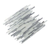 Apollo Tile (Sample) Waterfall White and Silver 4-in x 4-in Multi-finish Marble Linear Marble Look Wall Tile