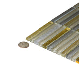 Apollo Tile (Sample) Waterfall Gold and Beige 4-in x 4-in Glossy Glass Linear Patterned Wall Tile