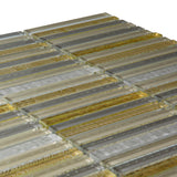 Apollo Tile Waterfall Gold and Beige 12-in x 12-in Glossy Glass Linear Patterned Wall Tile (4.83-sq. ft/ Carton)