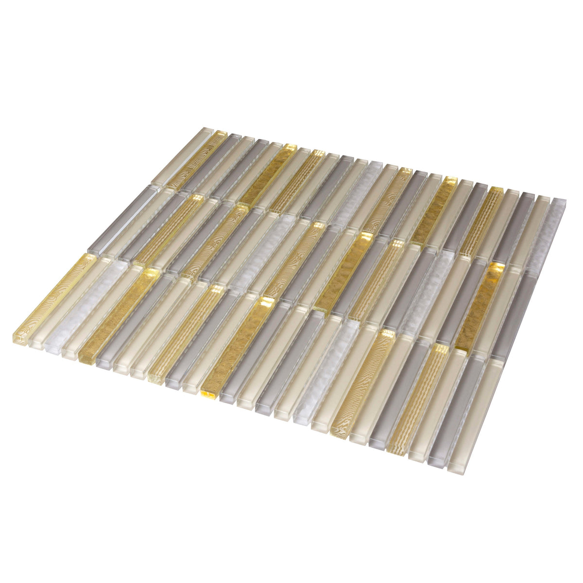 Apollo Tile (Sample) Waterfall Gold and Beige 4-in x 4-in Glossy Glass Linear Patterned Wall Tile