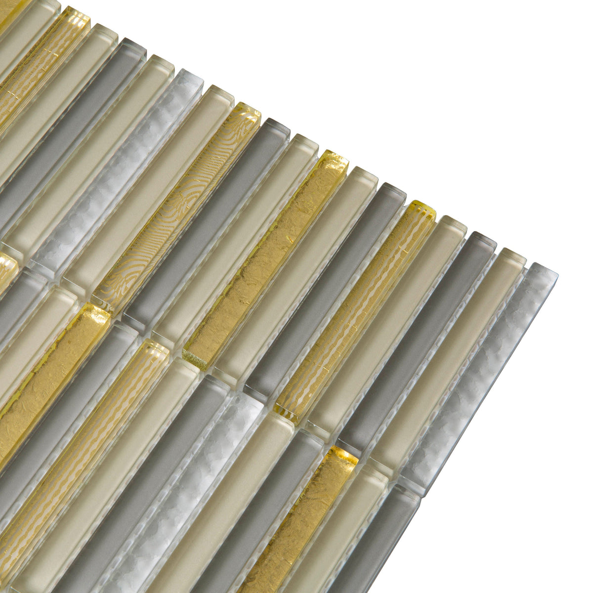 Apollo Tile (Sample) Waterfall Gold and Beige 4-in x 4-in Glossy Glass Linear Patterned Wall Tile