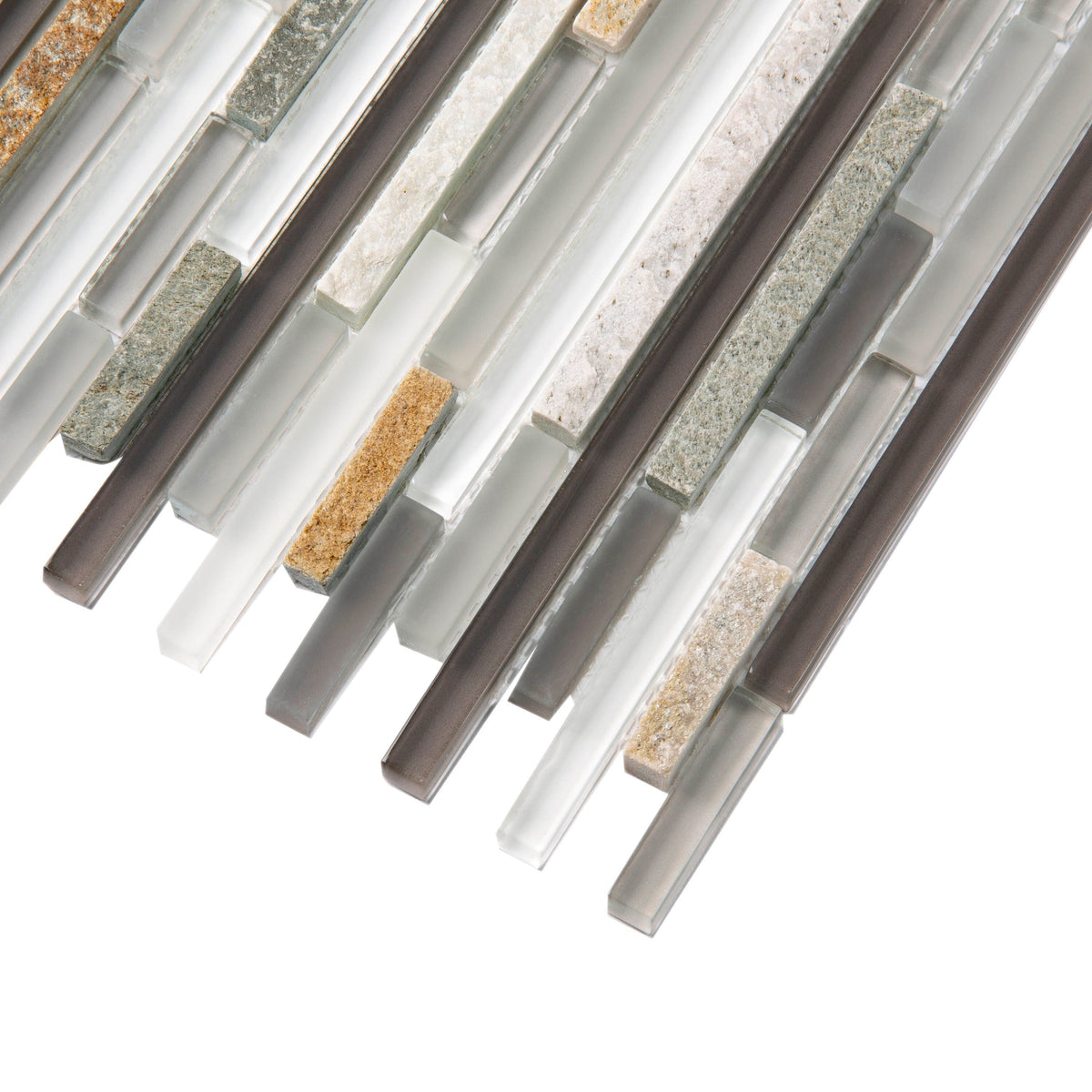 Apollo Tile (Sample) Waterfall Gray and Black 4-in x 4-in Multi-finish Glass/Metal/Stone Marble Linear Patterned Floor and Wall Tile