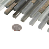Apollo Tile (Sample) Waterfall Gray and Black 4-in x 4-in Multi-finish Glass/Metal/Stone Marble Linear Patterned Floor and Wall Tile