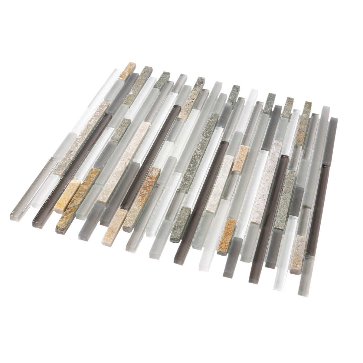 Apollo Tile (Sample) Waterfall Gray and Black 4-in x 4-in Multi-finish Glass/Metal/Stone Marble Linear Patterned Floor and Wall Tile