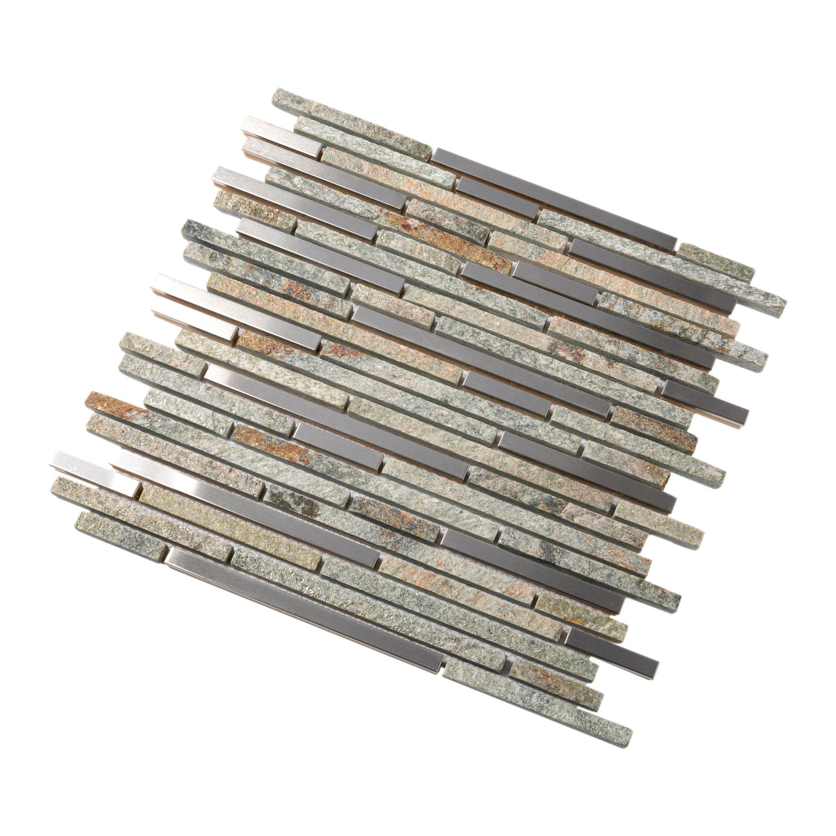 Apollo Tile (Sample) Waterfall Gray 4-in x 4-in Polished Glass/Metal/Stone Marble Linear Cement Look Wall Tile