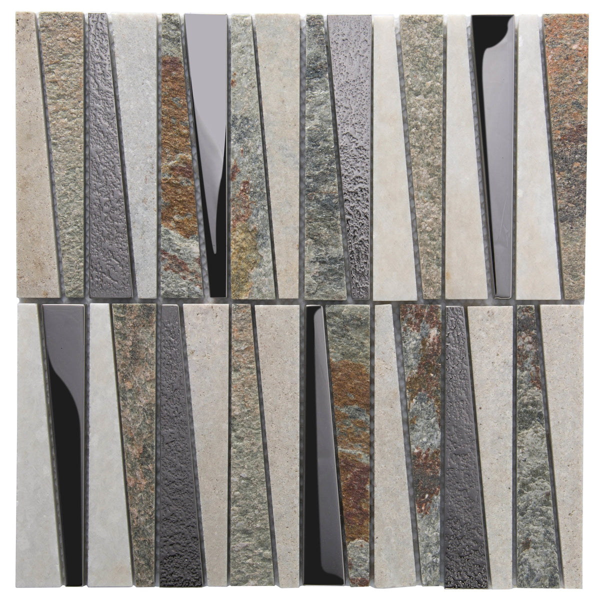 Apollo Tile (Sample) Floor and Wall Tile Gray and Beige 4-in x 4-in Polished Glass/Metal/Stone Quartz Linear Patterned Floor and Wall Tile