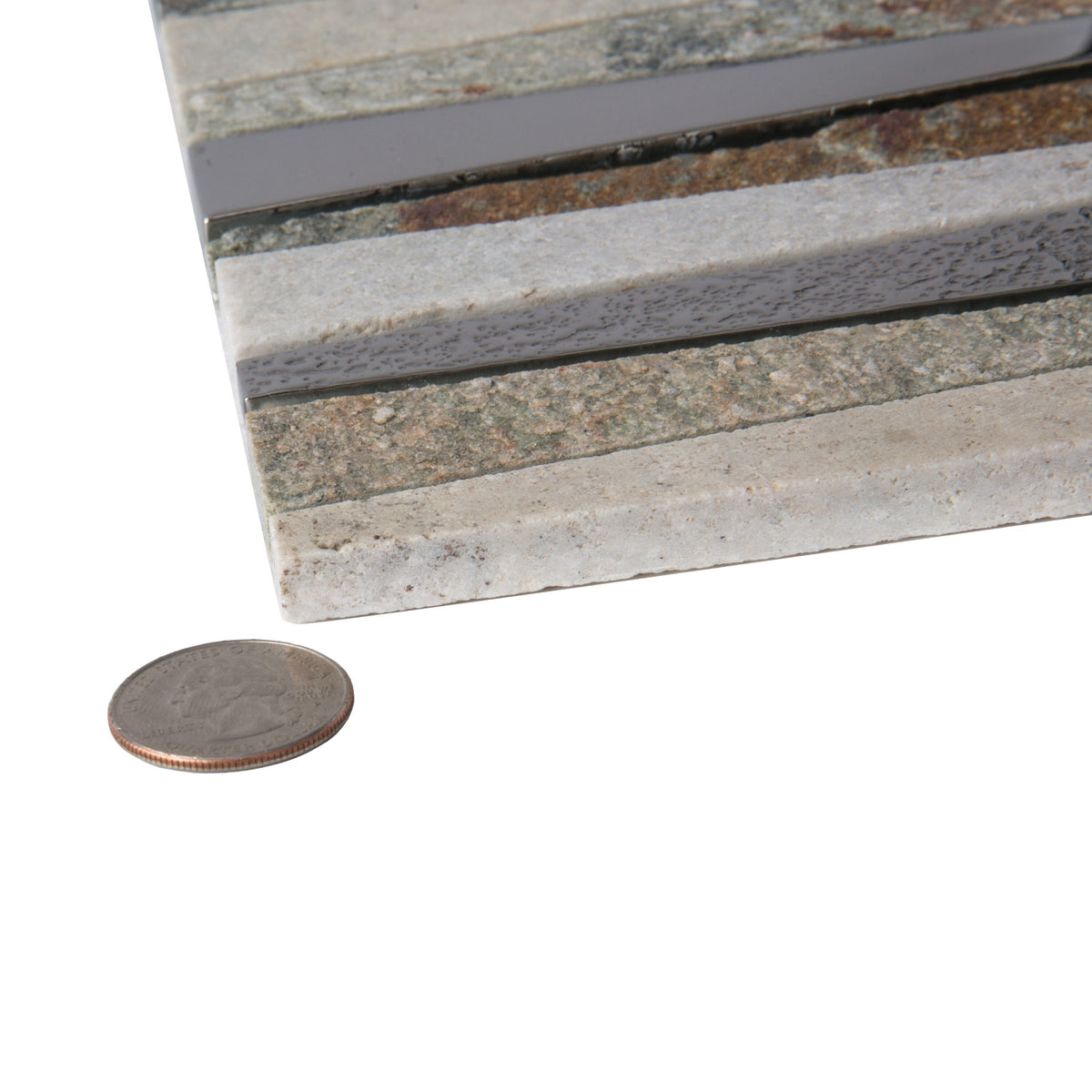 Apollo Tile (Sample) Floor and Wall Tile Gray and Beige 4-in x 4-in Polished Glass/Metal/Stone Quartz Linear Patterned Floor and Wall Tile