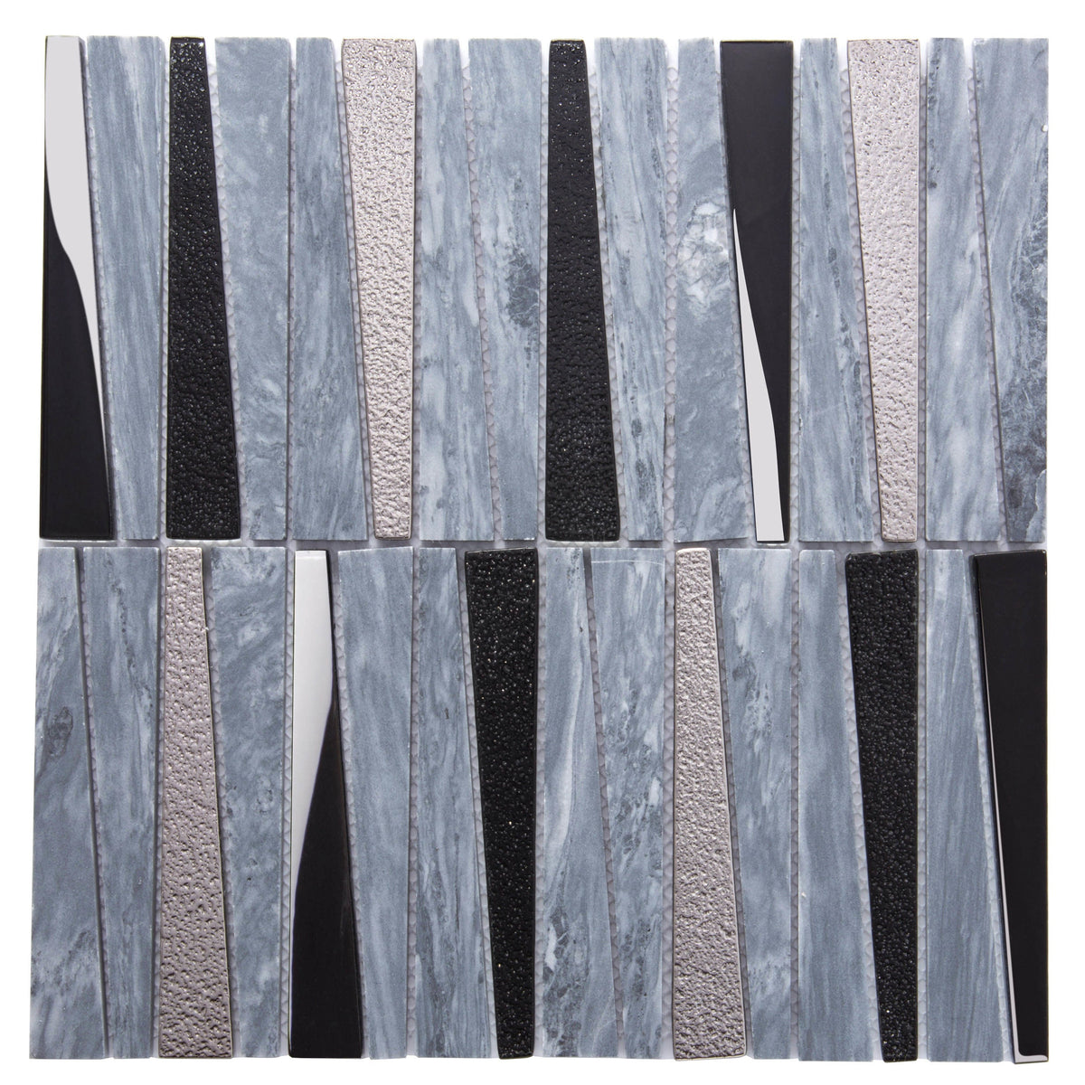 Apollo Tile Metropolis Blue and Gray 12-in x 12-in Polished Glass, Stone Quartz Linear Patterned Wall Tile (4.83-sq. ft/ Carton)