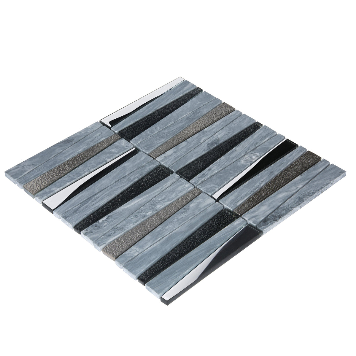 Apollo Tile (Sample) Floor and Wall Tile Blue and Gray 4-in x 4-in Polished Glass/Metal/Stone Quartz Linear Patterned Floor and Wall Tile
