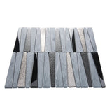 Apollo Tile Metropolis Blue and Gray 12-in x 12-in Polished Glass, Stone Quartz Linear Patterned Wall Tile (4.83-sq. ft/ Carton)