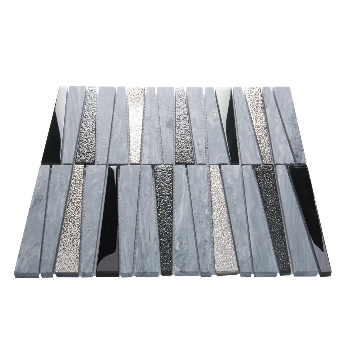 Apollo Tile (Sample) Floor and Wall Tile Blue and Gray 4-in x 4-in Polished Glass/Metal/Stone Quartz Linear Patterned Floor and Wall Tile