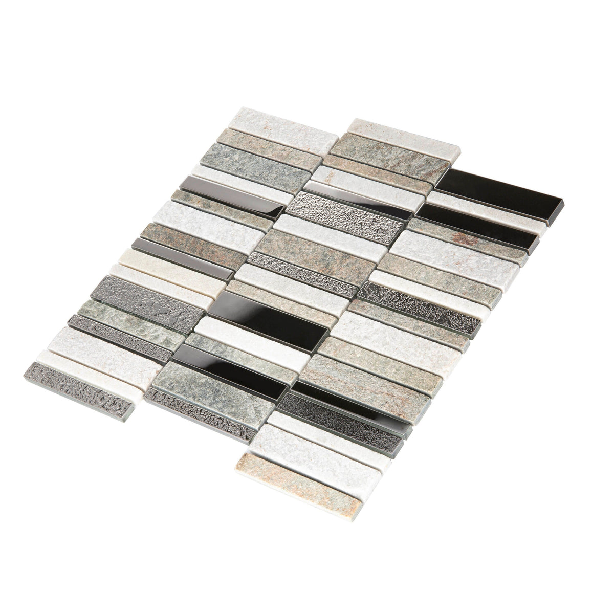 Apollo Tile (Sample) Floor and Wall Tile Brown and Gray 4-in x 6-in Polished Glass/Metal/Stone Marble Linear Mosaic Floor and Wall Tile