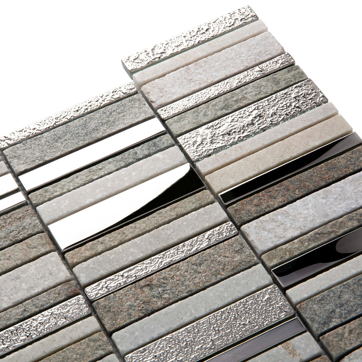 Apollo Tile (Sample) Floor and Wall Tile Brown and Gray 4-in x 6-in Polished Glass/Metal/Stone Marble Linear Mosaic Floor and Wall Tile