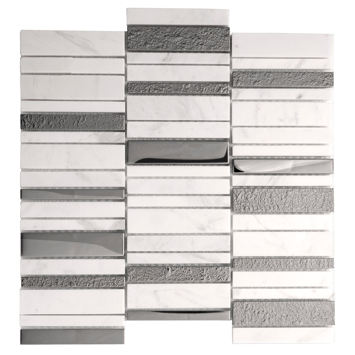 Apollo Tile Metropolis Brown and White 12-in x 12-in Polished Glass; Stone Quartz Linear Patterned Floor and Wall Tile (4.83-sq. ft/ Carton)