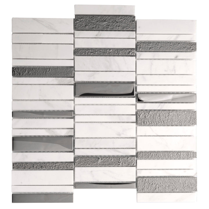 Apollo Tile Metropolis Brown and White 12-in x 12-in Polished Glass; Stone Quartz Linear Patterned Floor and Wall Tile (4.83-sq. ft/ Carton)