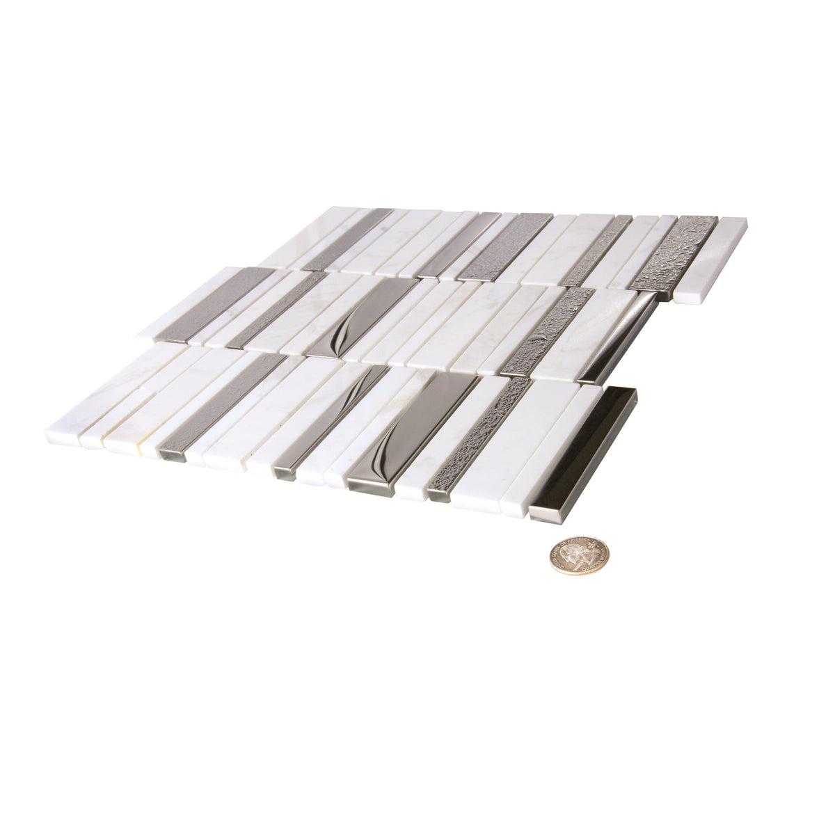Apollo Tile Metropolis Brown and White 12-in x 12-in Polished Glass; Stone Quartz Linear Patterned Floor and Wall Tile (4.83-sq. ft/ Carton)