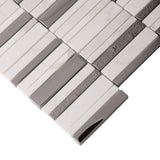 Apollo Tile Metropolis Brown and White 12-in x 12-in Polished Glass; Stone Quartz Linear Patterned Floor and Wall Tile (4.83-sq. ft/ Carton)
