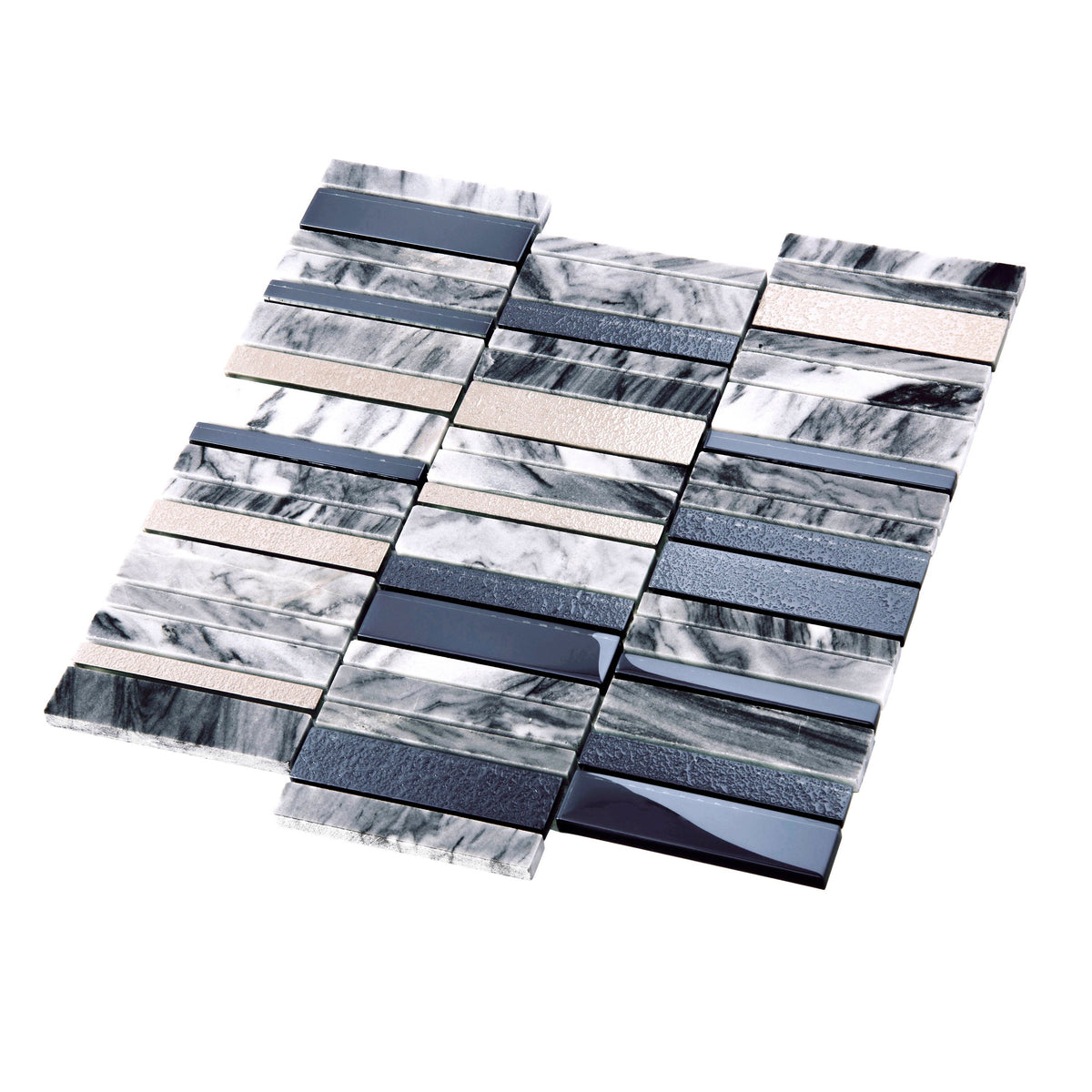 Apollo Tile (Sample) Floor and Wall Tile Gray, Gold and Black 4-in x 4-in Polished Marble Linear Patterned Floor and Wall Tile