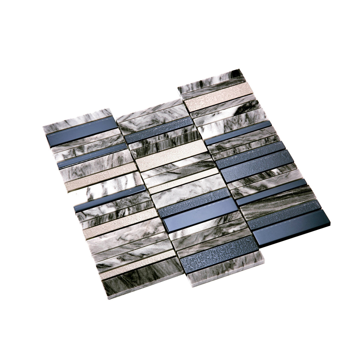 Apollo Tile (Sample) Floor and Wall Tile Gray, Gold and Black 4-in x 4-in Polished Marble Linear Patterned Floor and Wall Tile