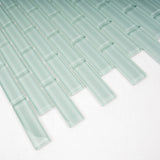Apollo Tile (Sample) Colorway Blizzard Blue 4-in x 4-in Glossy Glass Brick Subway Floor and Wall Tile