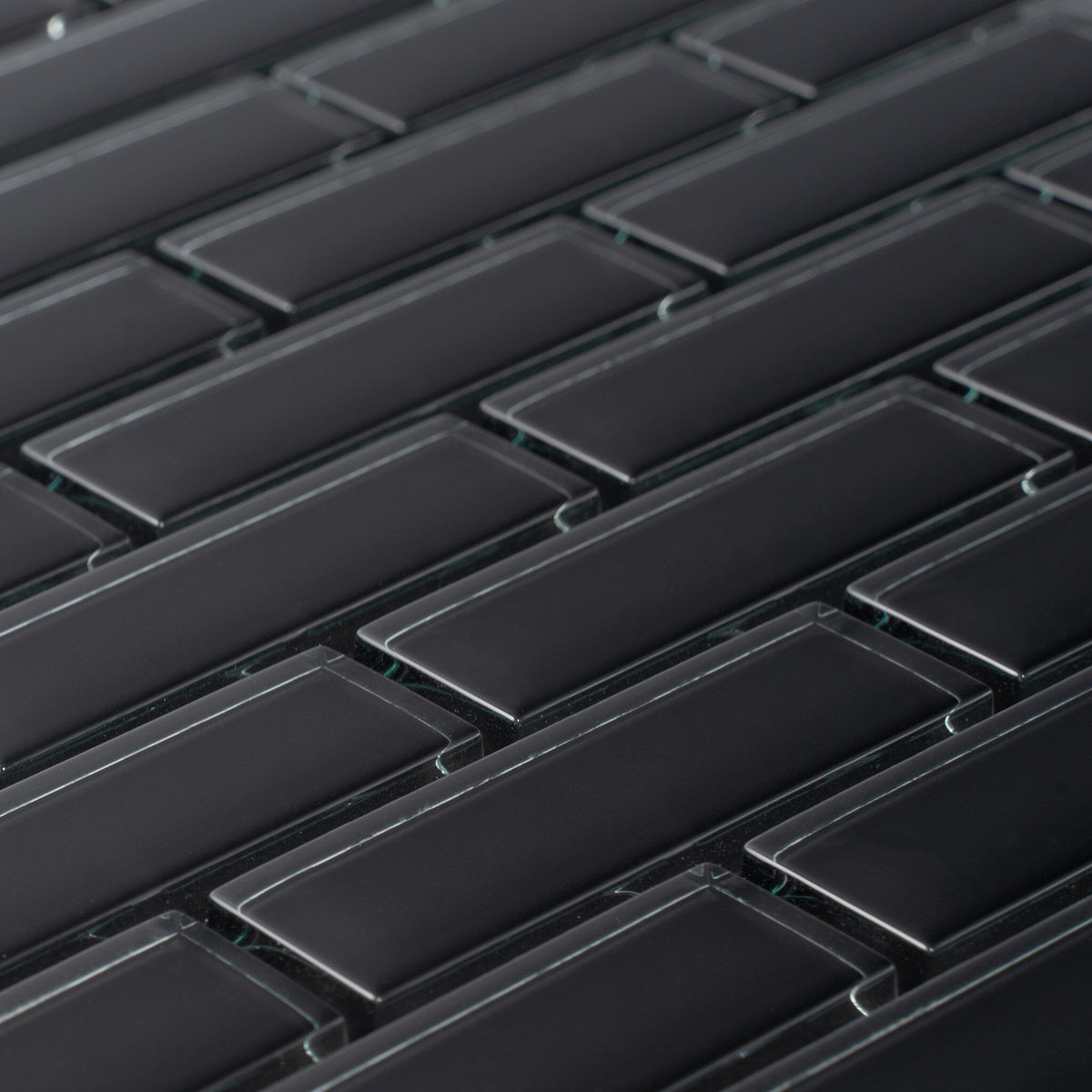 Apollo Tile (Sample) Colorway Black 4-in x 4-in Glossy Glass Brick Subway Floor and Wall Tile