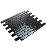 Apollo Tile (Sample) Colorway Black 4-in x 4-in Glossy Glass Brick Subway Floor and Wall Tile