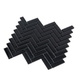 Apollo Tile (Sample) Colorway Black 4-in x 4-in Glossy Glass Herringbone Mosaic Floor and Wall Tile