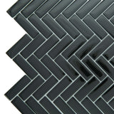 Apollo Tile (Sample) Colorway Black 4-in x 4-in Glossy Glass Herringbone Mosaic Floor and Wall Tile