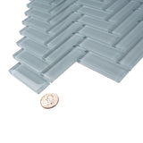 Apollo Tile (Sample) Colorway Light Gray 4-in x 4-in Glossy Glass Herringbone Floor and Wall Tile