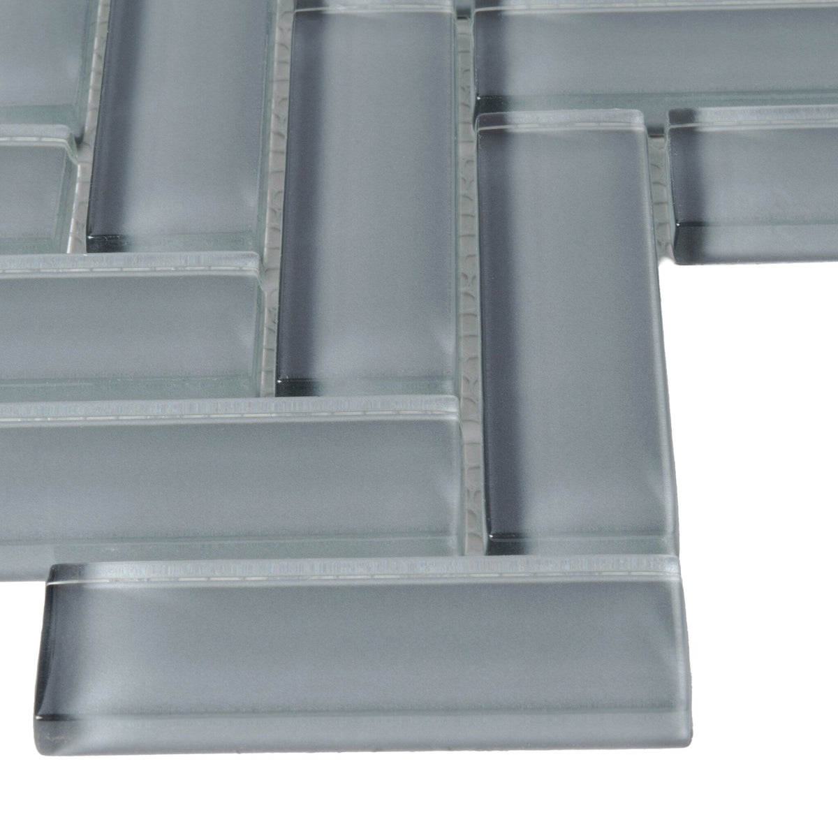 Apollo Tile (Sample) Colorway Gray 4-in x 4-in Glossy Glass Herringbone Floor and Wall Tile