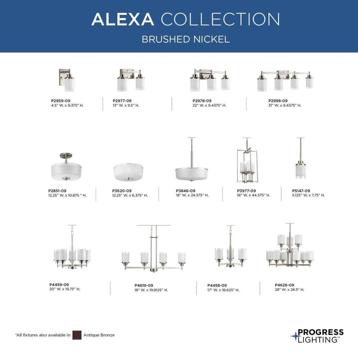 Progress Lighting Alexa 3-Light Brushed Nickel Modern/Contemporary Chandelier
