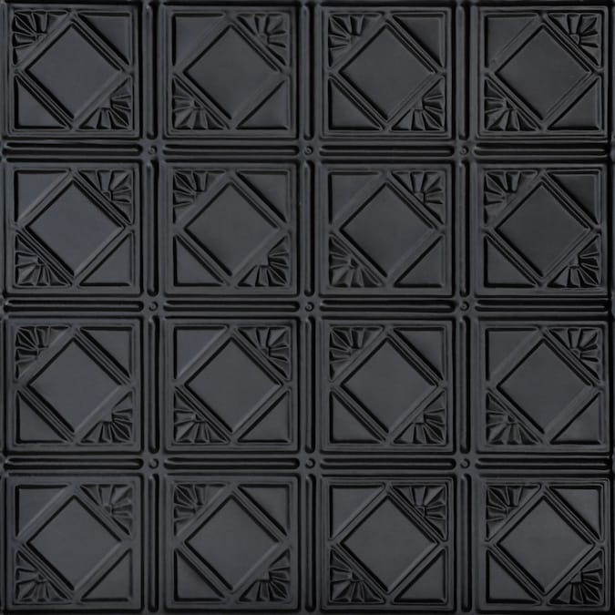 From Plain to Beautiful in Hours 2-ft x 2-ft Carnivale Satin Black Steel Surface-mount Ceiling Tile (6-Pack, 24-sq ft / Case)