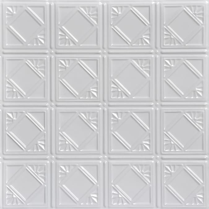 From Plain to Beautiful in Hours 2-ft x 2-ft Carnivale White Steel Surface-mount Ceiling Tile (6-Pack, 24-sq ft / Case)