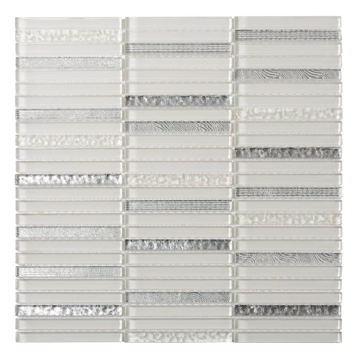 Apollo Tile (Sample) Waterfall White and Silver 4-in x 4-in Glossy Glass Linear Patterned Wall Tile