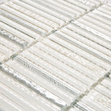 Apollo Tile (Sample) Waterfall White and Silver 4-in x 4-in Glossy Glass Linear Patterned Wall Tile