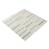 Apollo Tile (Sample) Waterfall White and Silver 4-in x 4-in Glossy Glass Linear Patterned Wall Tile