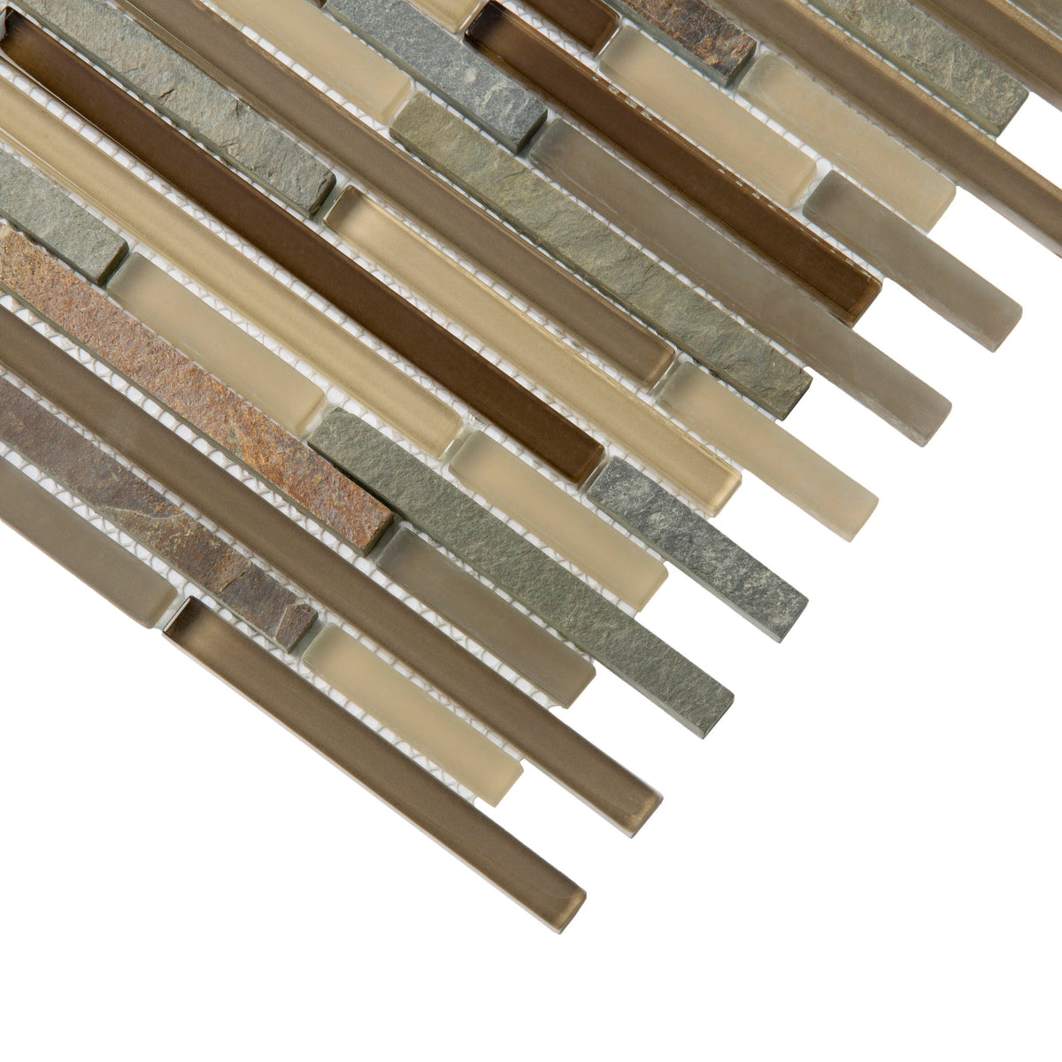 Apollo Tile (Sample) Gray and Beige 4-in x 6-in Matte Glass/Metal/Stone Marble Linear Mosaic Floor and Wall Tile
