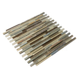 Apollo Tile (Sample) Gray and Beige 4-in x 6-in Matte Glass/Metal/Stone Marble Linear Mosaic Floor and Wall Tile