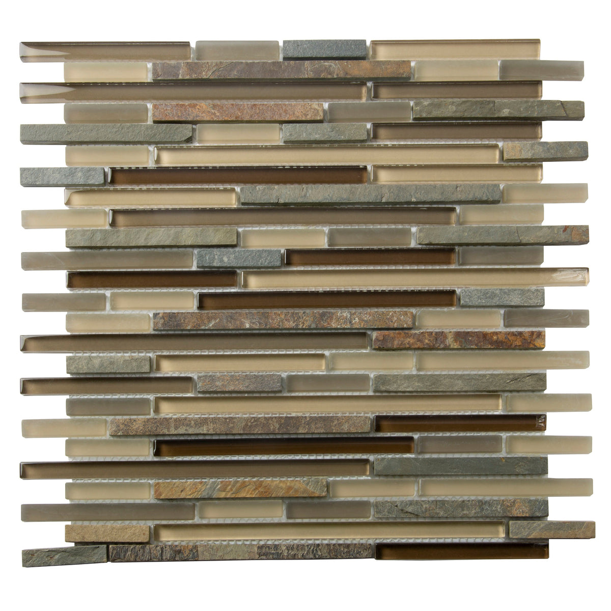 Apollo Tile (Sample) Gray and Beige 4-in x 6-in Matte Glass/Metal/Stone Marble Linear Mosaic Floor and Wall Tile