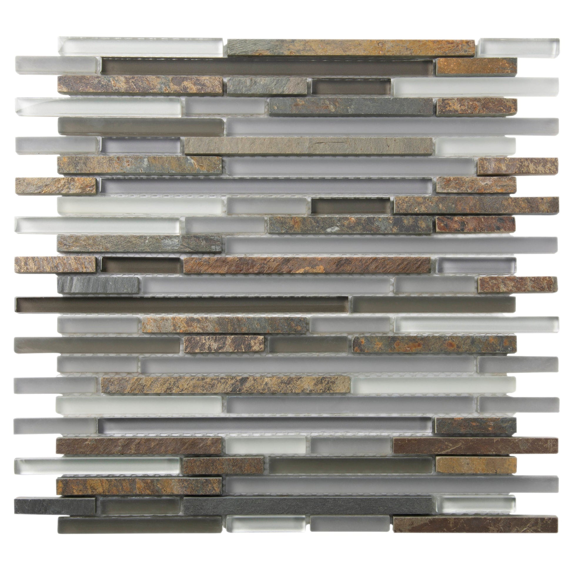 Apollo Tile Waterfall White and Gray 12-in x 12-in Multi-finish Natural stone Marble Patterned Mosaic Wall Tile product image