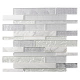 Apollo Tile (Sample) Waterfall White and Gray 4-in x 4-in Multi-finish Glass/Metal/Stone Marble Linear Mosaic Wall Tile