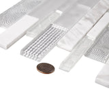 Apollo Tile (Sample) Waterfall White and Gray 4-in x 4-in Multi-finish Glass/Metal/Stone Marble Linear Mosaic Wall Tile