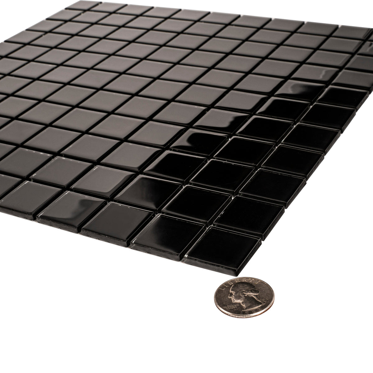 Apollo Tile (Sample) Floor and Wall Tile Black 4-in x 4-in Glossy Glass Uniform Squares Floor and Wall Tile