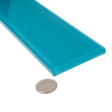 Apollo Tile (Sample) Wall Tile Cerulean Blue 3-in x 12-in Glossy Glass Subway Wall Tile
