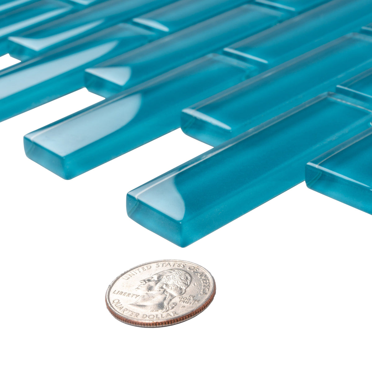 Apollo Tile (Sample) Colorway Carolina Blue 4-in x 4-in Glossy Glass Brick Subway Floor and Wall Tile