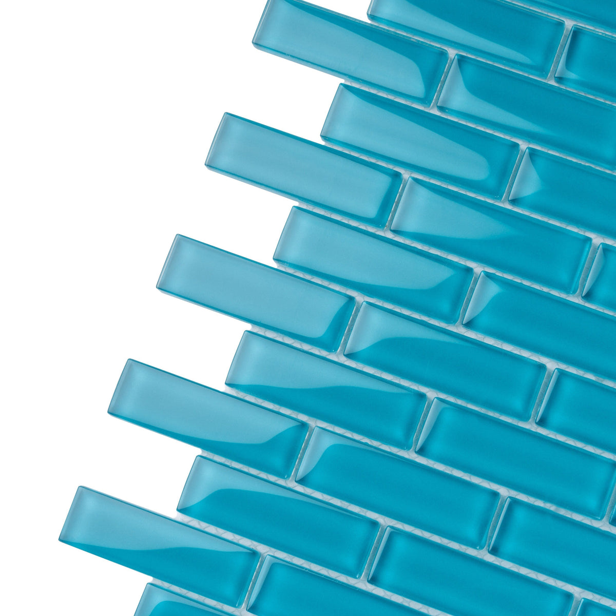 Apollo Tile (Sample) Colorway Carolina Blue 4-in x 4-in Glossy Glass Brick Subway Floor and Wall Tile