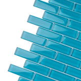 Apollo Tile (Sample) Colorway Carolina Blue 4-in x 4-in Glossy Glass Brick Subway Floor and Wall Tile